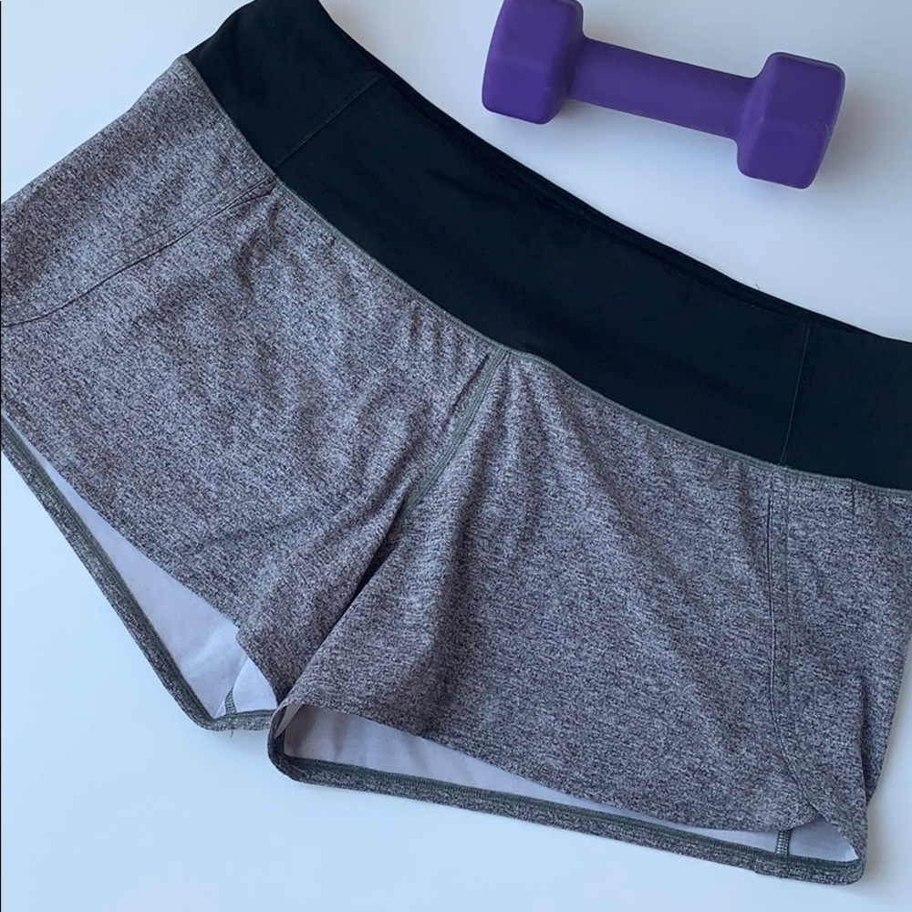 lululemon athletica Gray Heather Athletic Shorts with Black Waistband